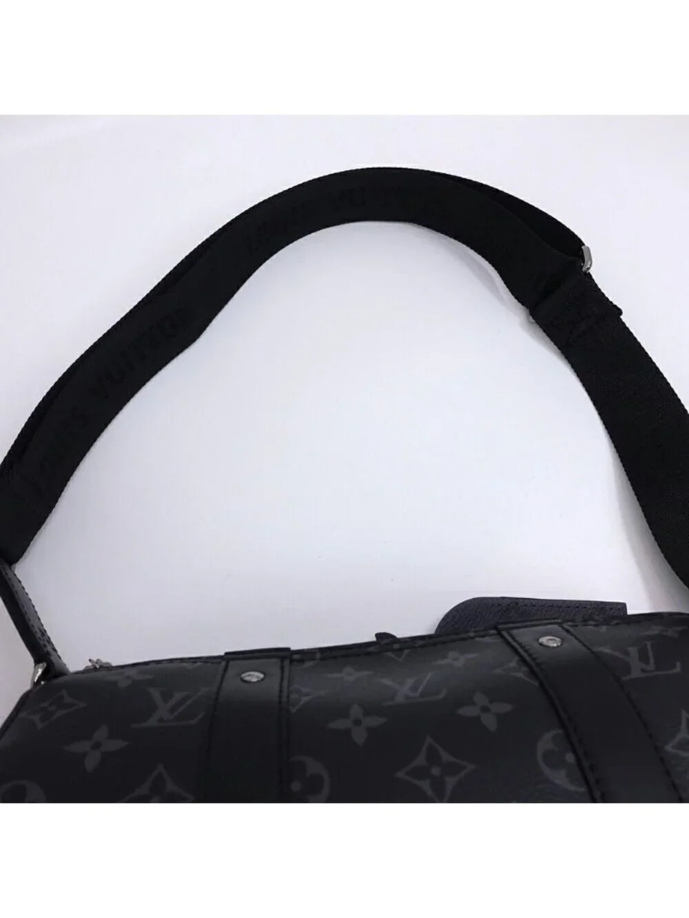 Louis Vuitton City Keepall Shoulder Bag Monogram Eclipse Reverse Black Silver